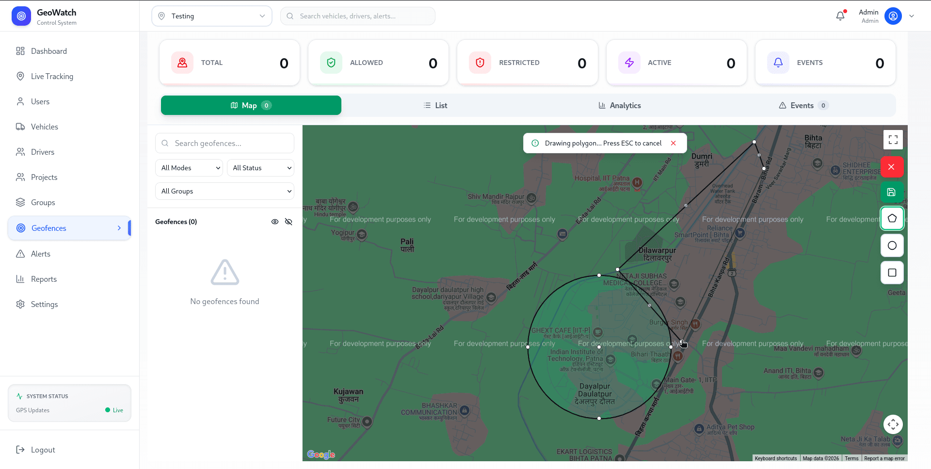 GeoWatch main interface