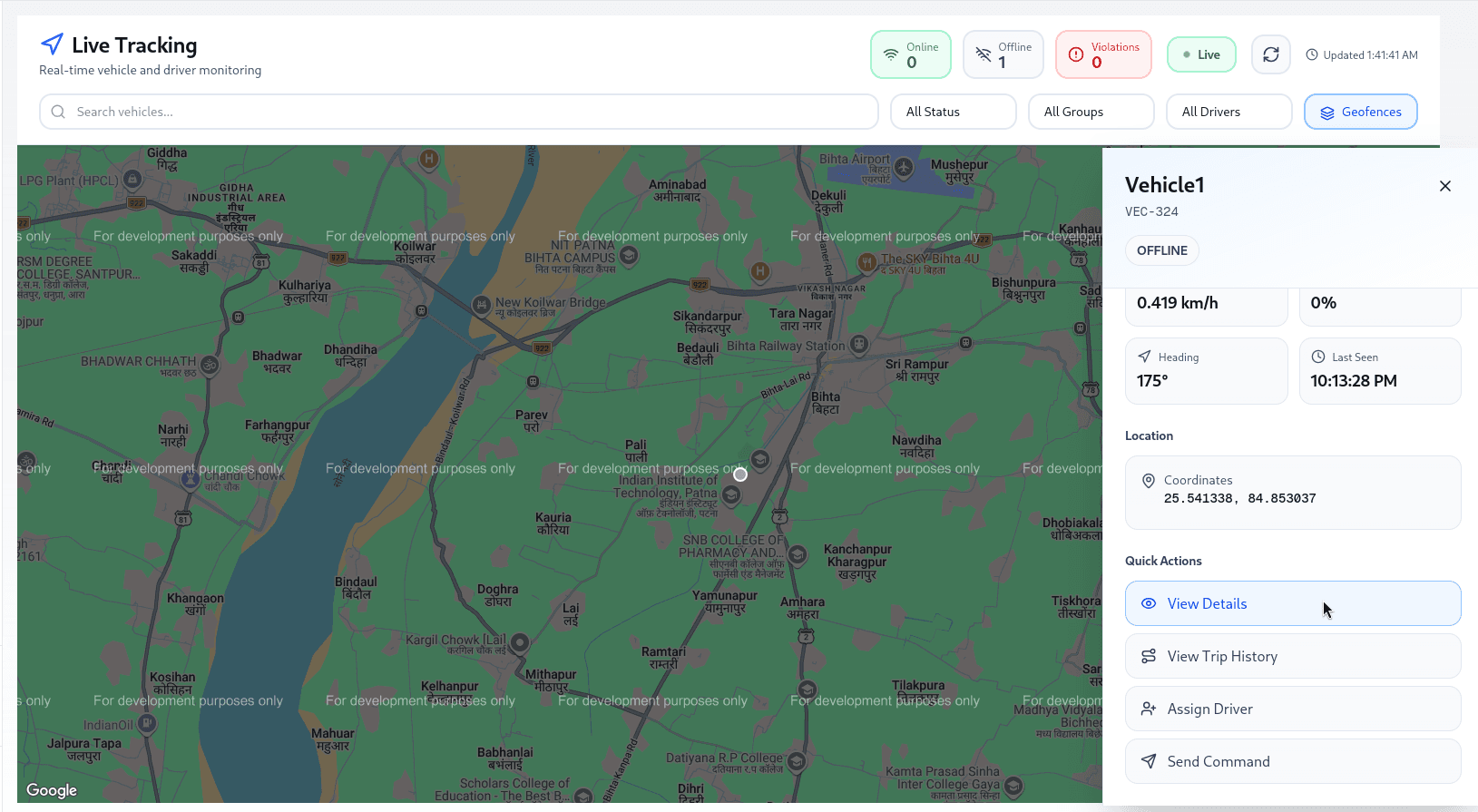 GeoWatch interface screen 3