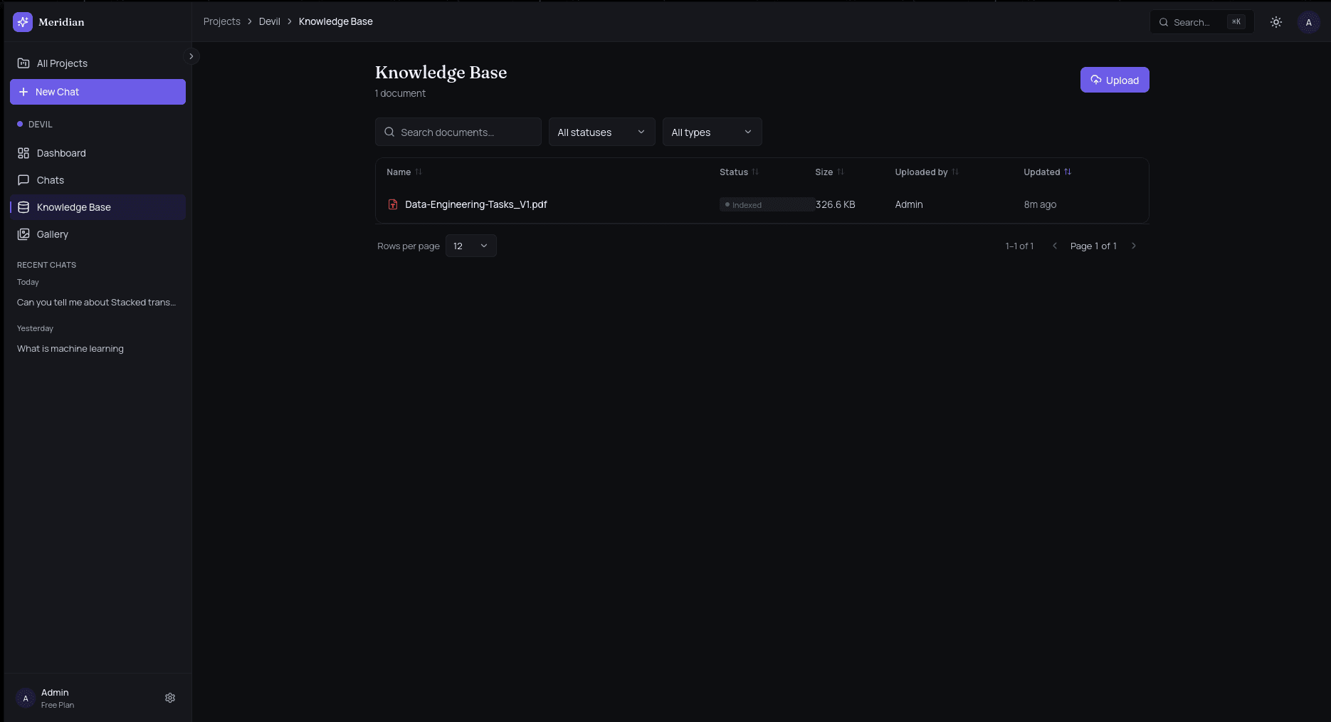 Meridian interface screen 2