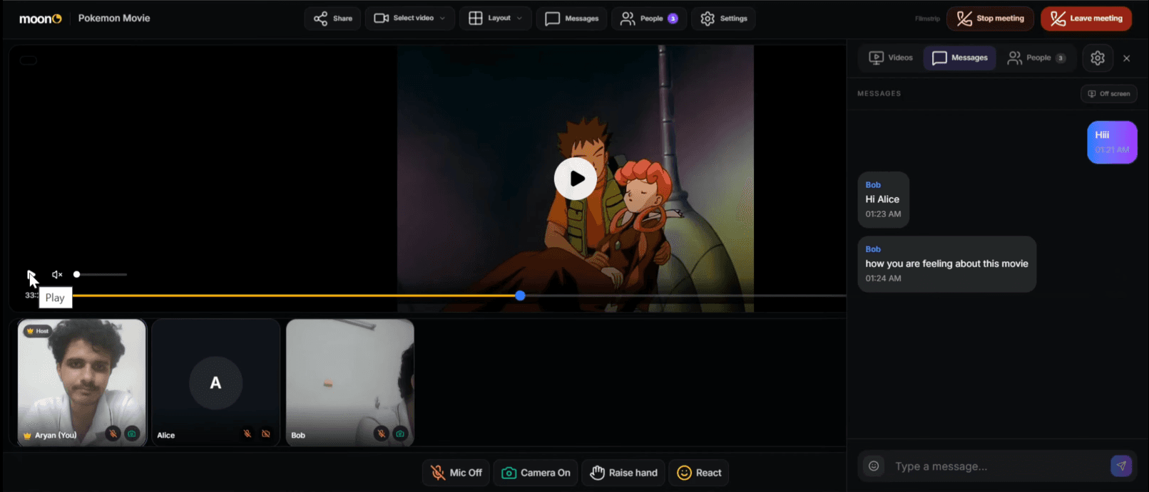 Moon main interface